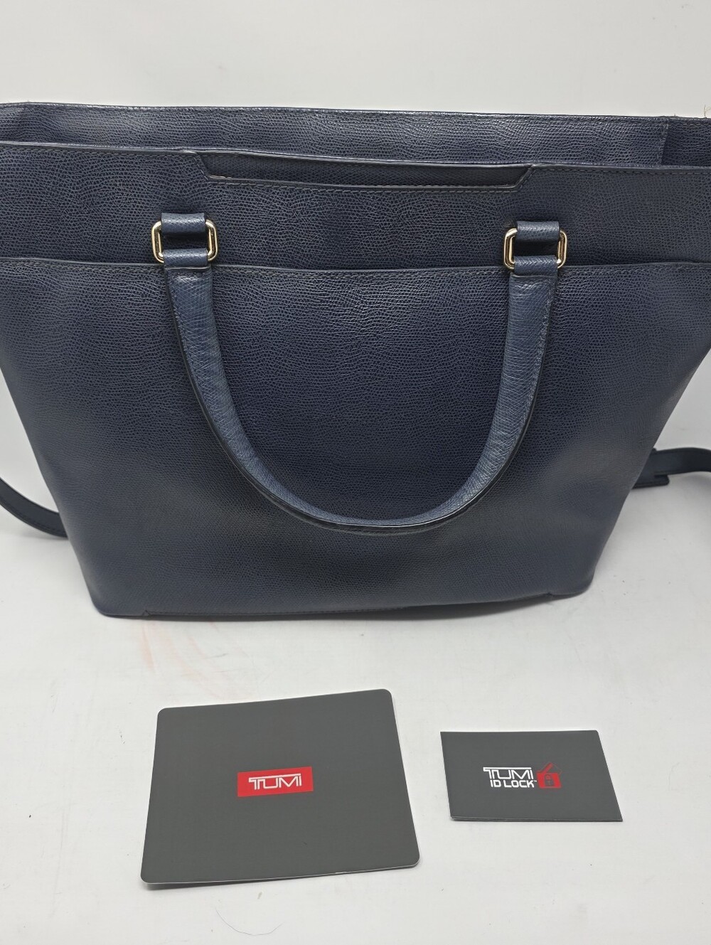 Tumi Blue Leather Sinclair Camila Tote Bag